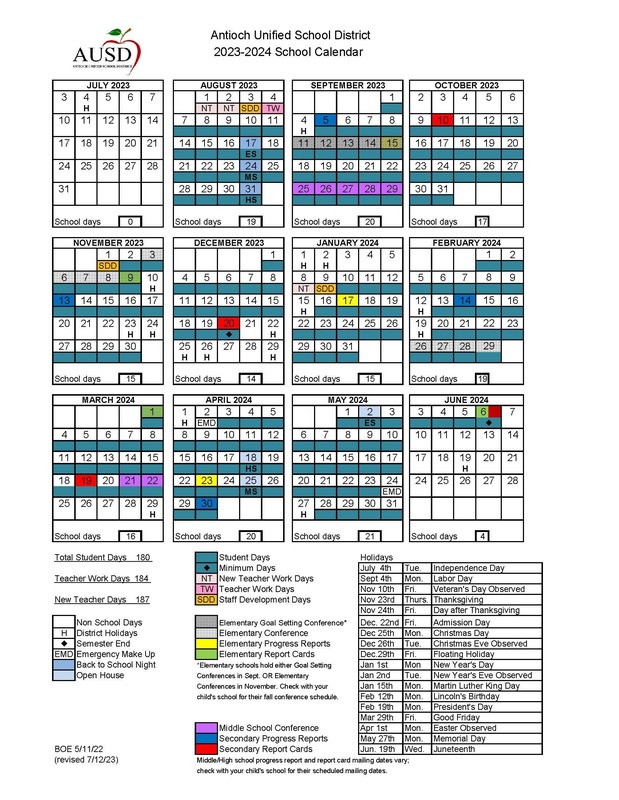 Change to AUSD School Calendar for 20232024 Jack London Elementary